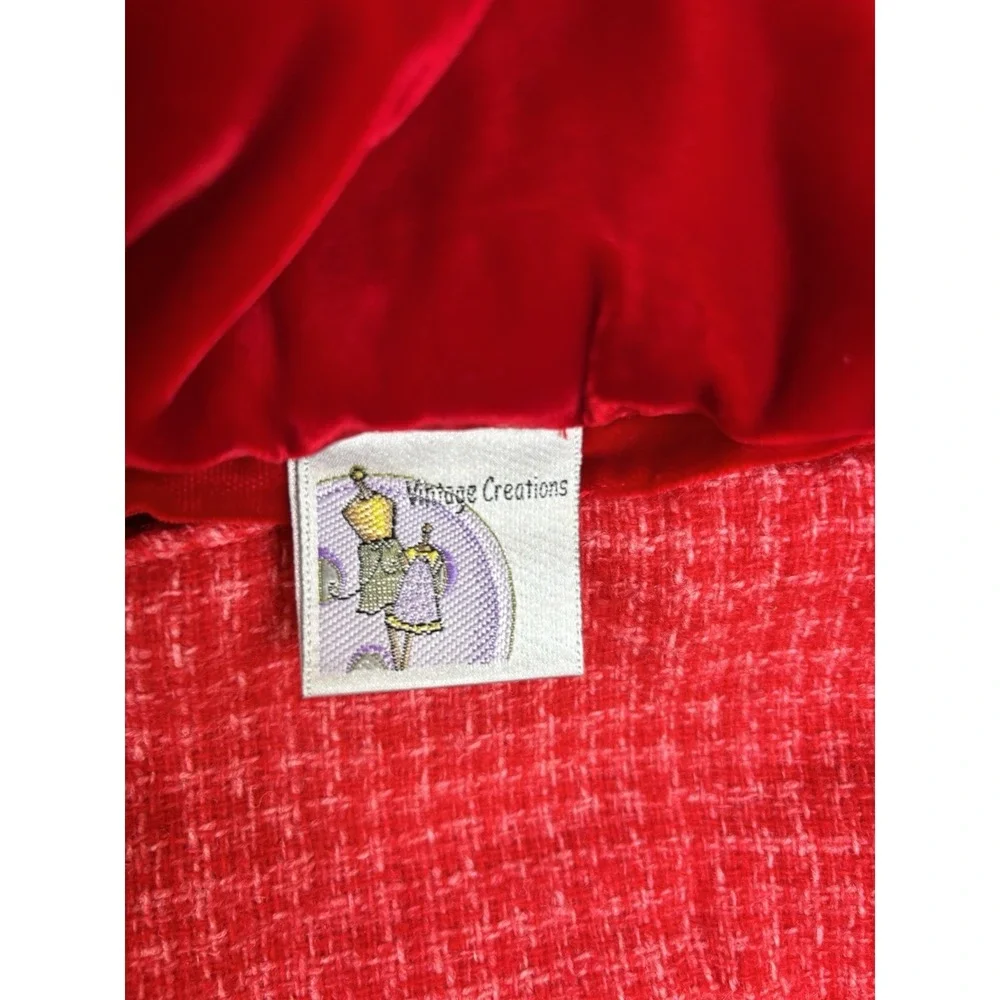 Handmade Vintage‎ Creations Salmon Pink Tweed Shoulder Bag Red Velvet Lined